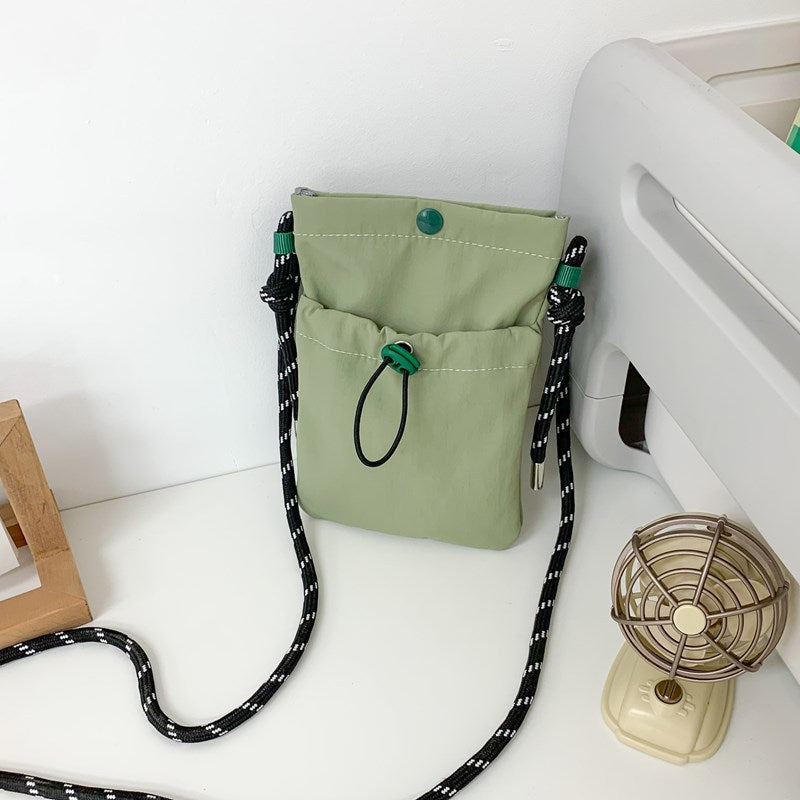 Minimalist Nylon Drawstring Crossbody Bag