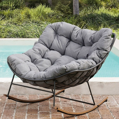 Minimalist Outdoor Rocking Chair with Water-Repellent Cushion