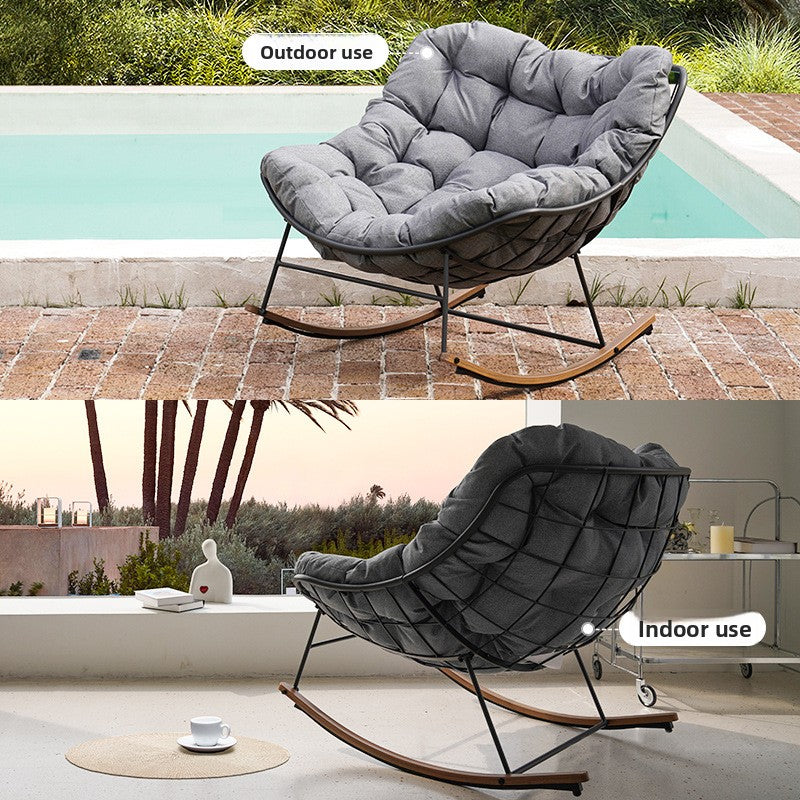 Minimalist Outdoor Rocking Chair with Water-Repellent Cushion