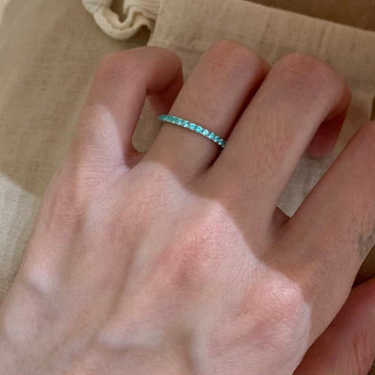 Minimalist Pavé Diamond Sterling Silver Ring