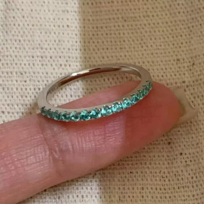 Minimalist Pavé Diamond Sterling Silver Ring