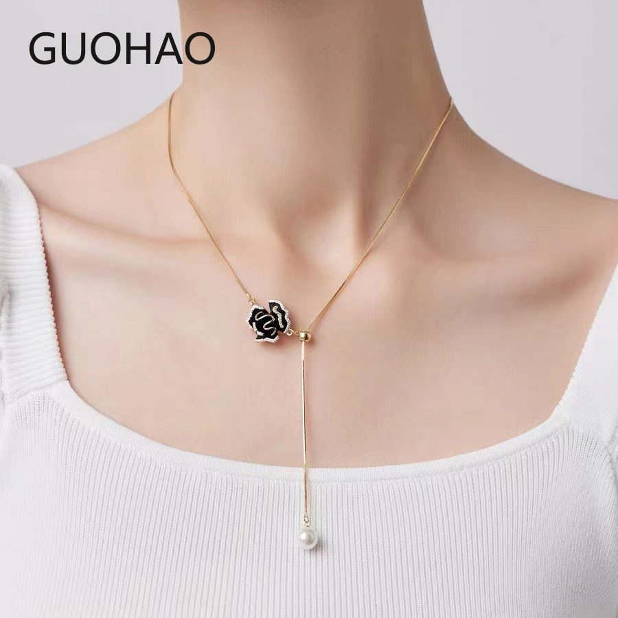 Minimalist Rose Flower Titanium Steel Necklace