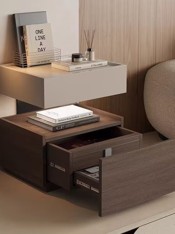 Minimalist Solid Wood Bedside Table with Sensor Light