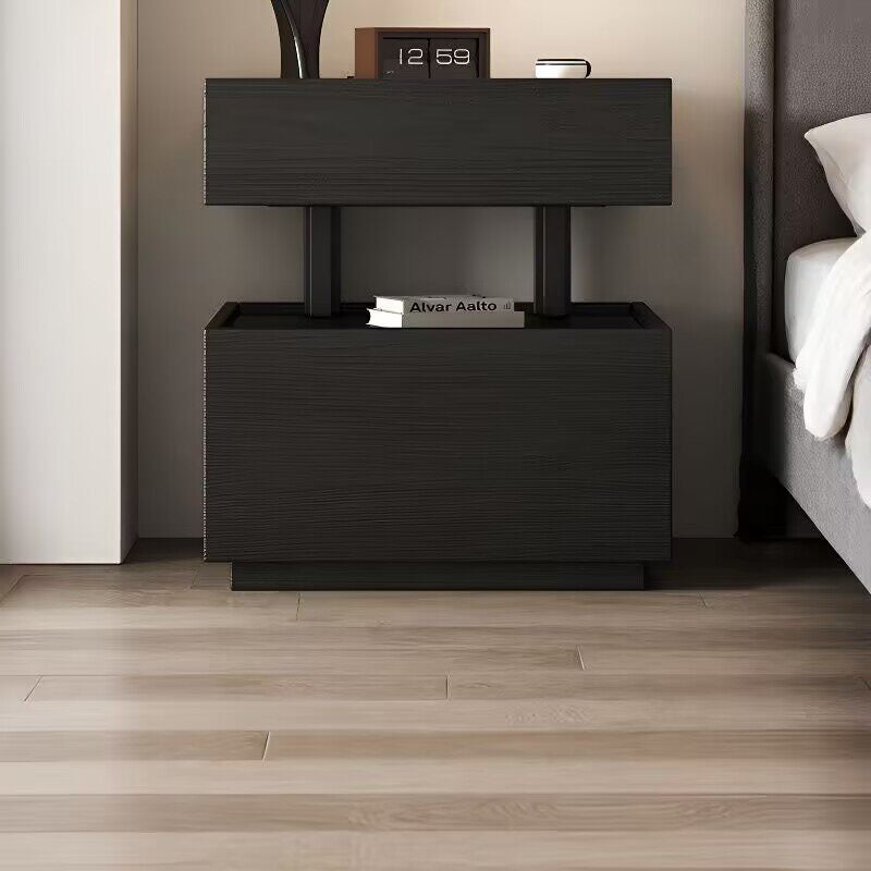 Minimalist Solid Wood Bedside Table with Sensor Light