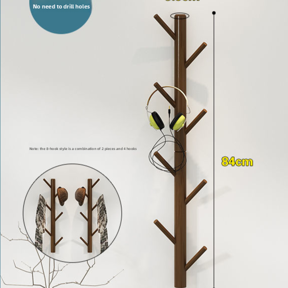 Minimalist Solid Wood Wall Mounted Coat Rack
