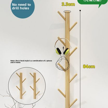 Minimalist Solid Wood Wall Mounted Coat Rack