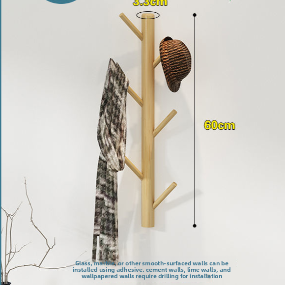 Minimalist Solid Wood Wall Mounted Coat Rack
