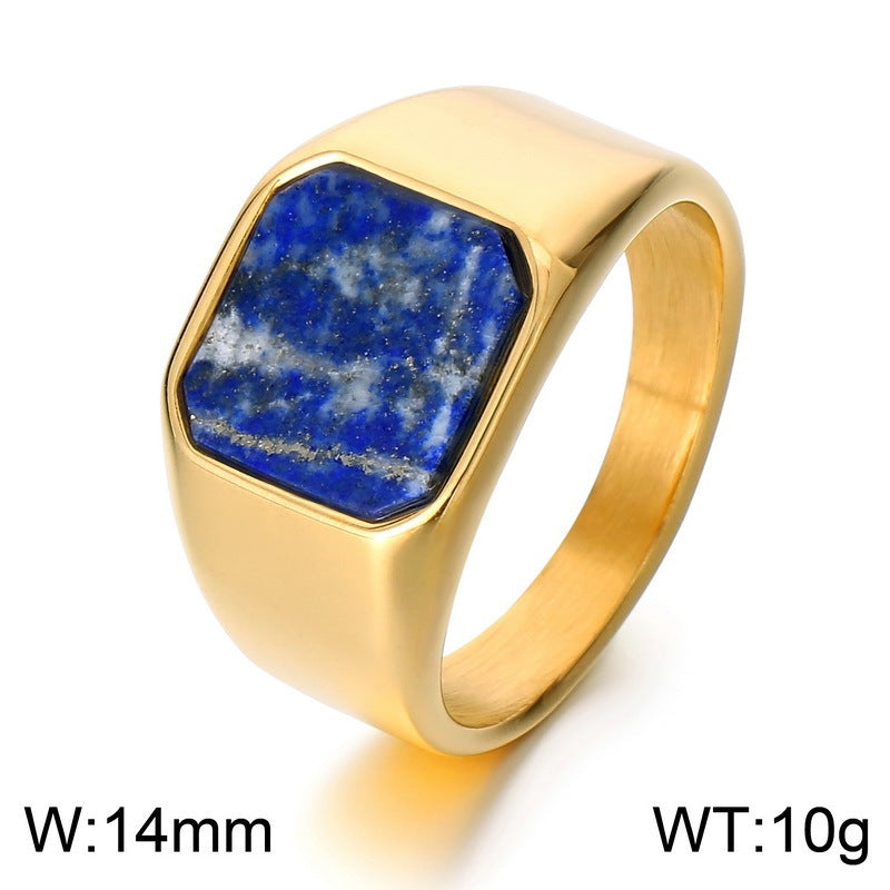 Minimalist Square Ring with Stone Accents