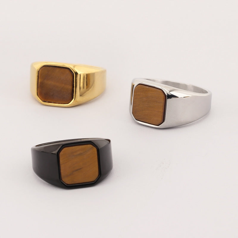 Minimalist Square Ring with Stone Accents