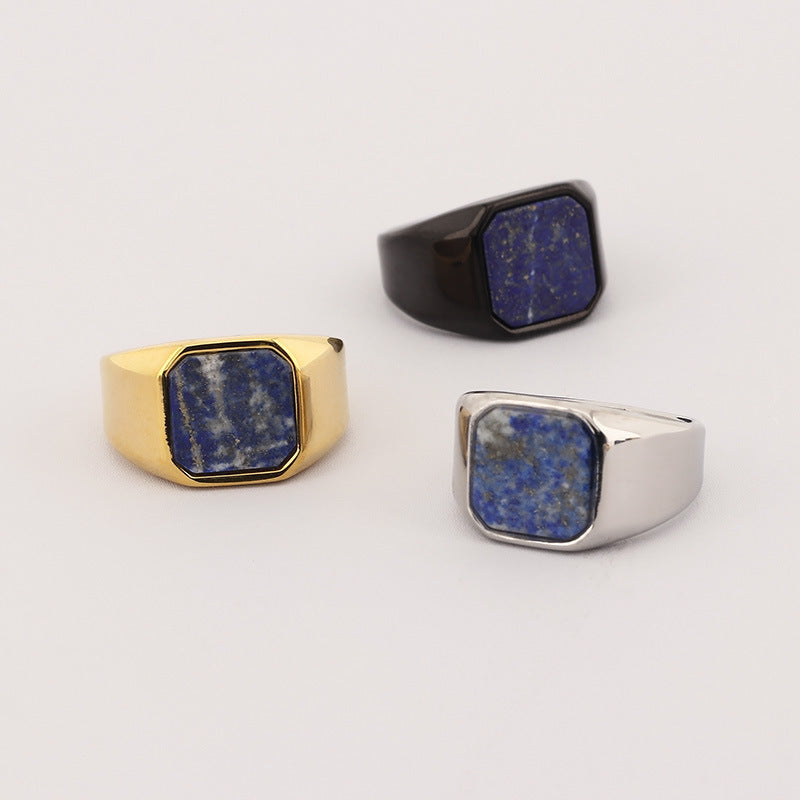 Minimalist Square Ring with Stone Accents