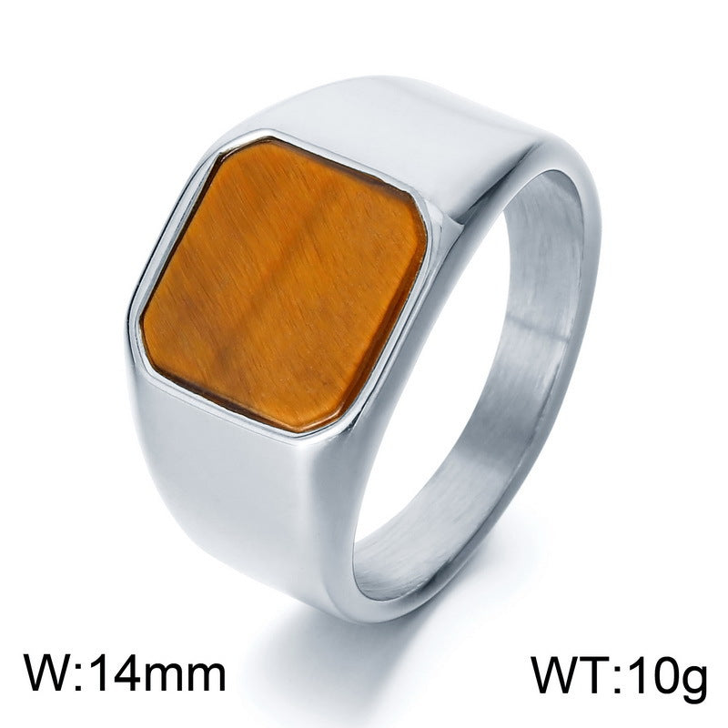 Minimalist Square Ring with Stone Accents