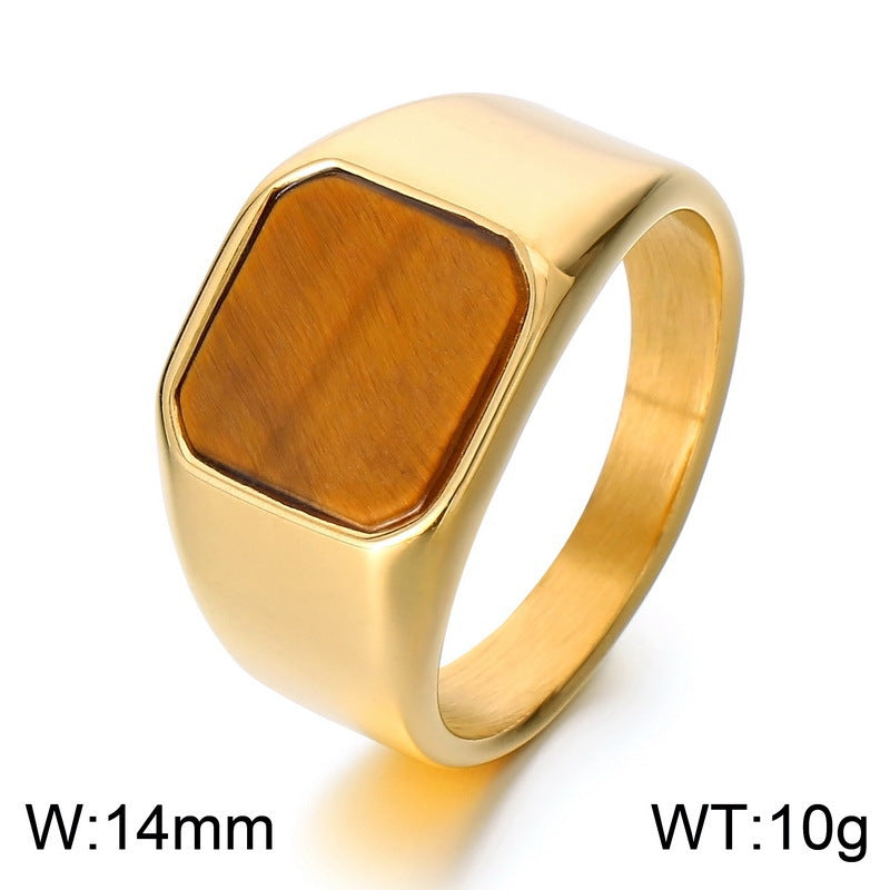 Minimalist Square Ring with Stone Accents