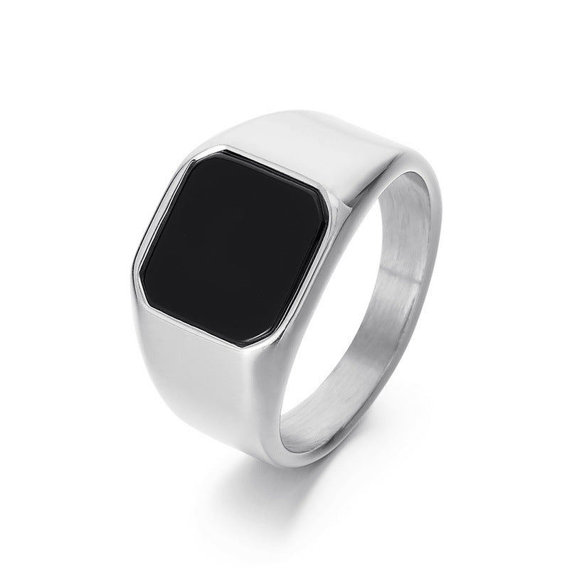 Minimalist Square Ring with Stone Accents