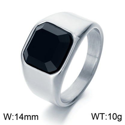 Minimalist Square Ring with Stone Accents