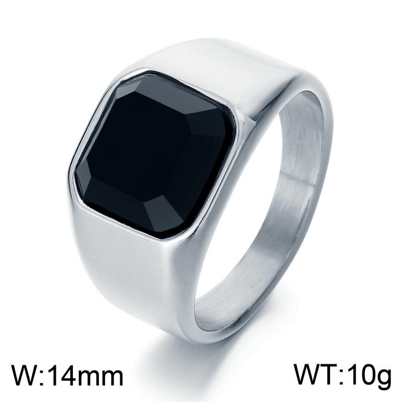 Minimalist Square Ring with Stone Accents