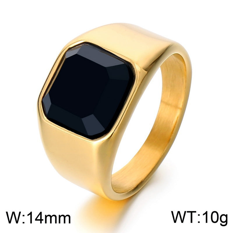 Minimalist Square Ring with Stone Accents
