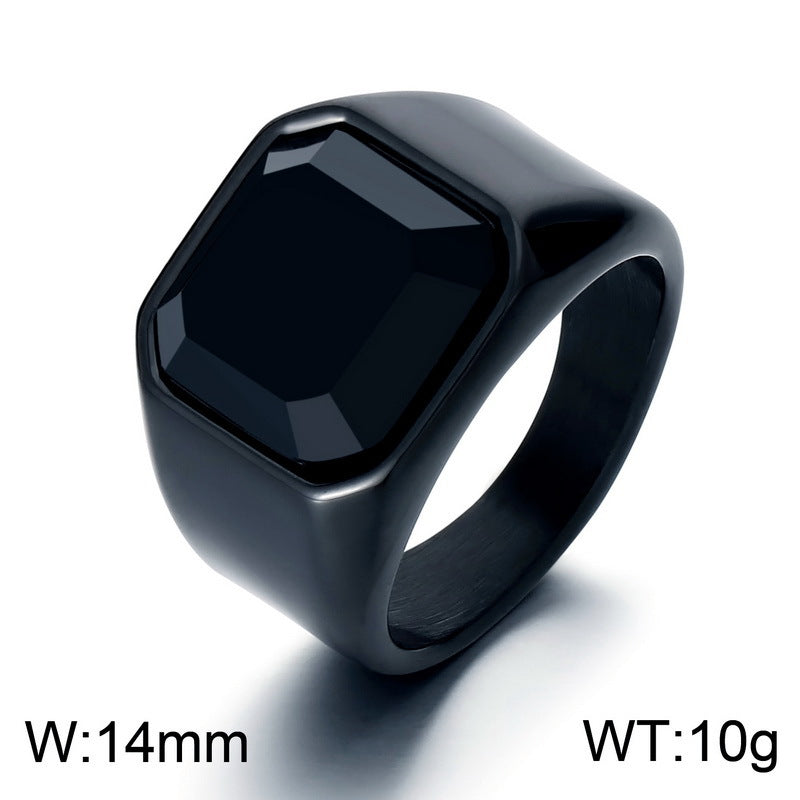 Minimalist Square Ring with Stone Accents