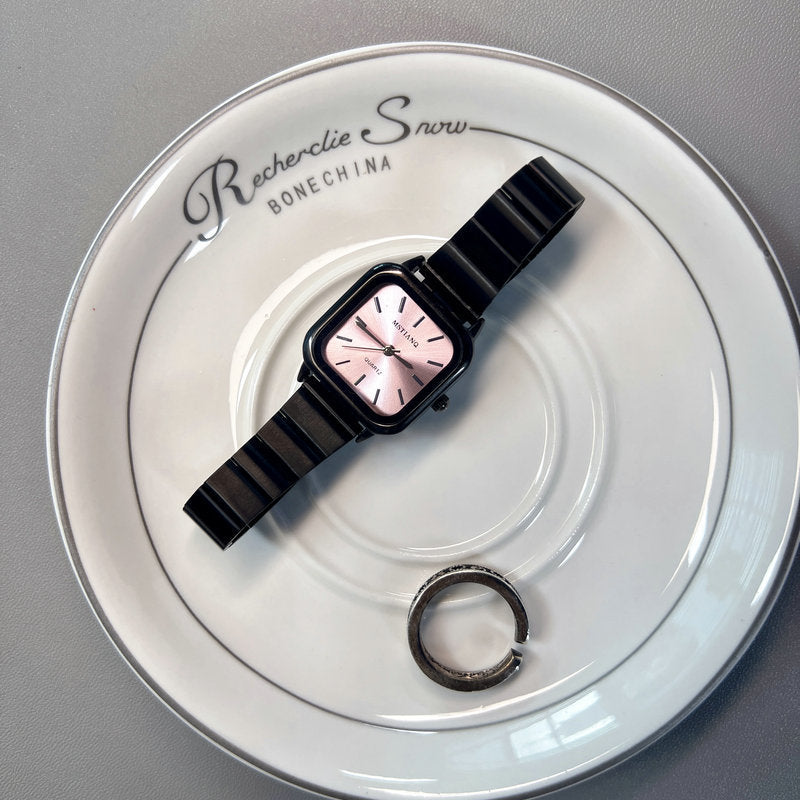 Minimalist Square Women Watch Steel Band