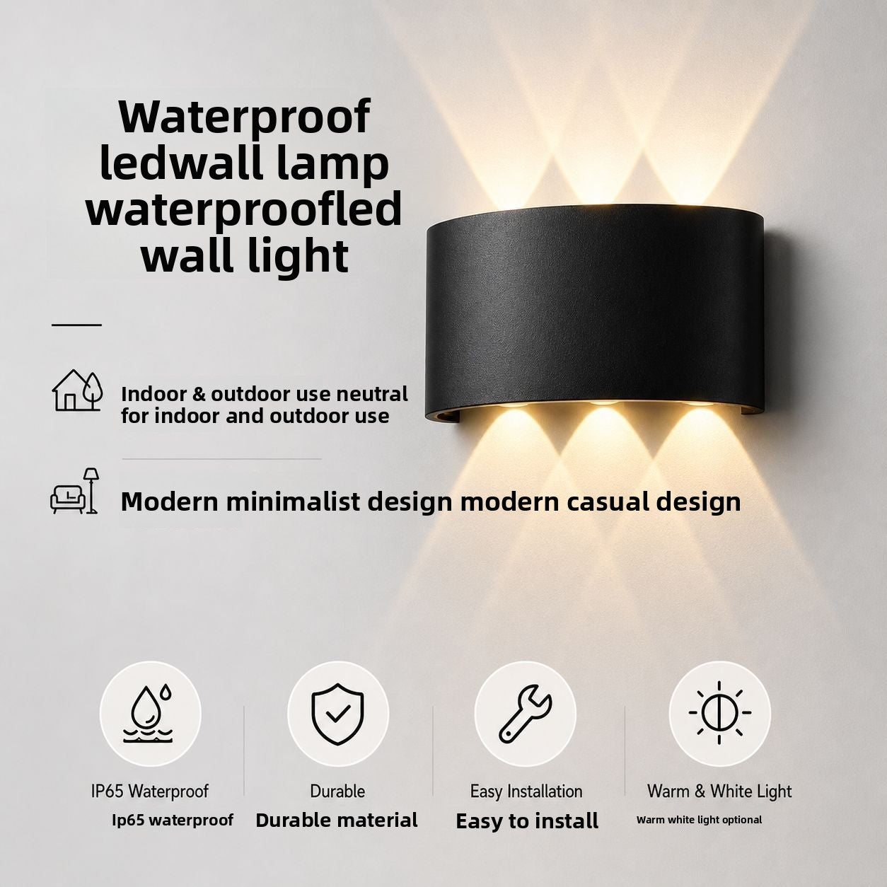Minimalist Waterproof LED Wall Light