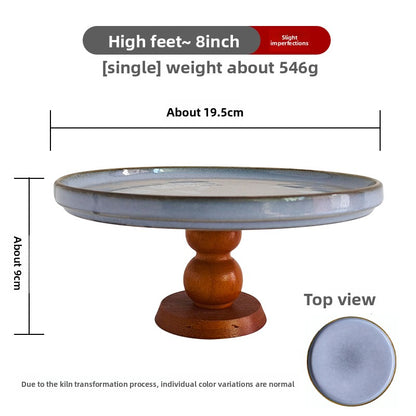 Minimalist Wooden High-Footed Ceramic Display Tray