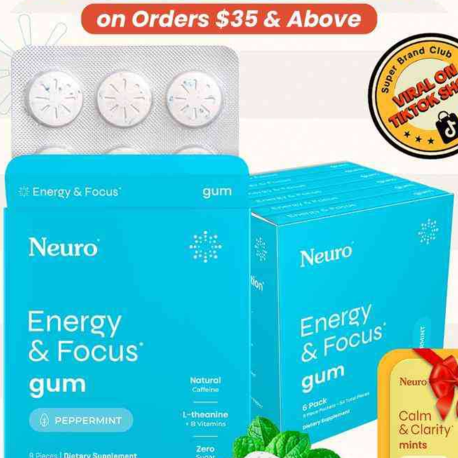 Mint Caffeine Energy Gum Tablets