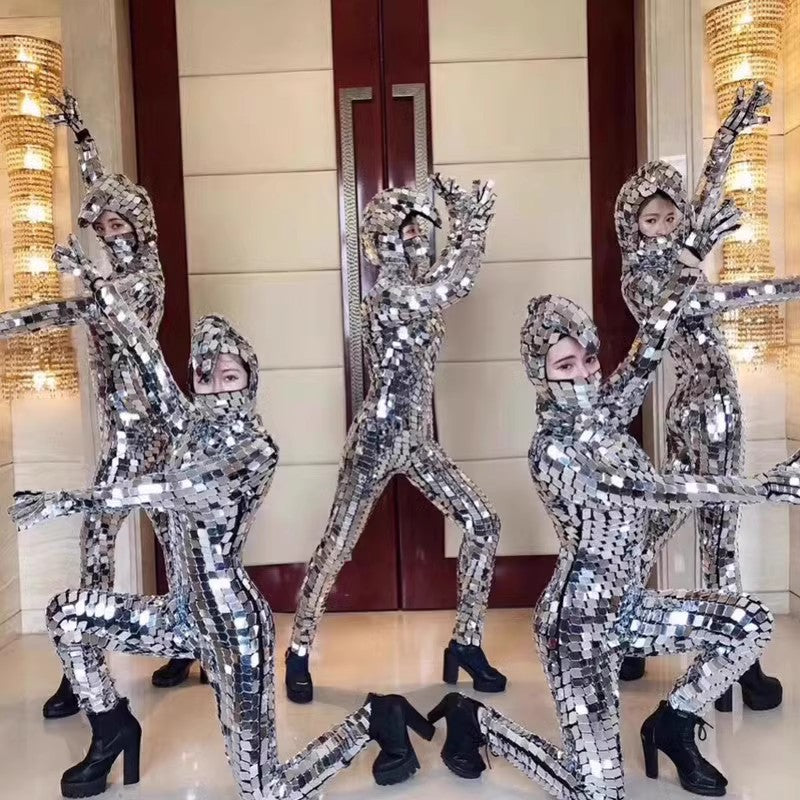 Mirror Dance Costume Set with Gloves and Mask