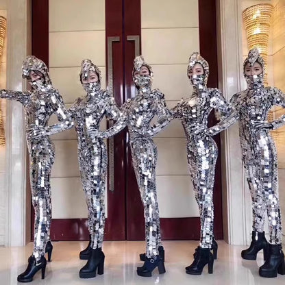 Mirror Dance Costume Set with Gloves and Mask