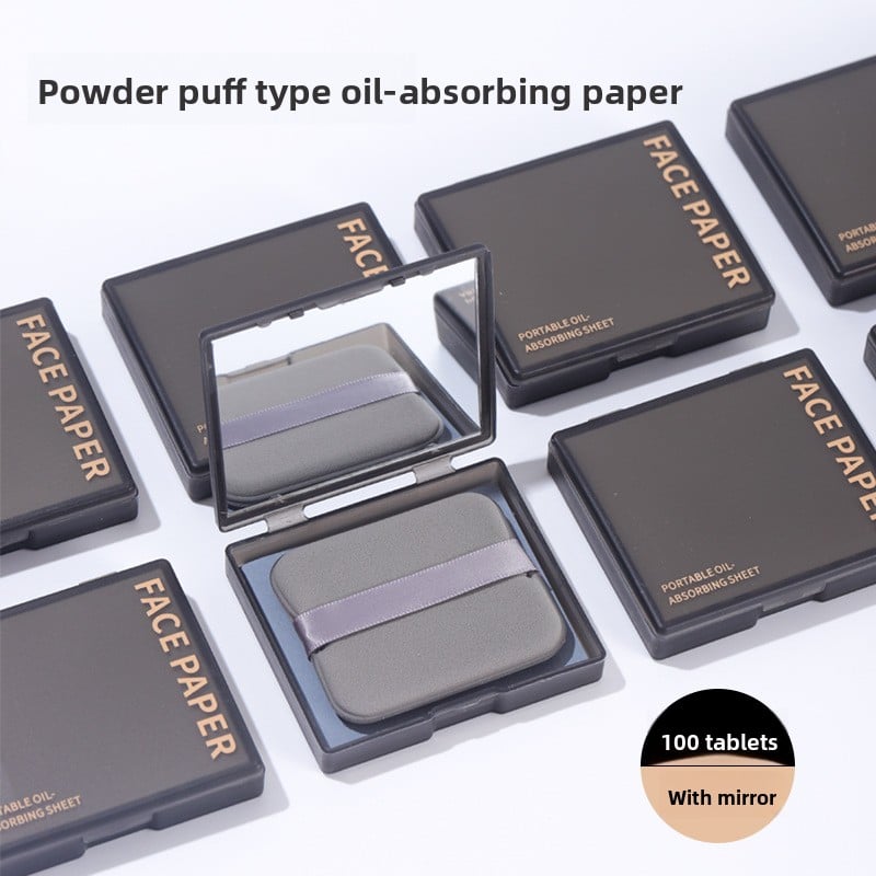 Mirror-equipped facial blotting paper