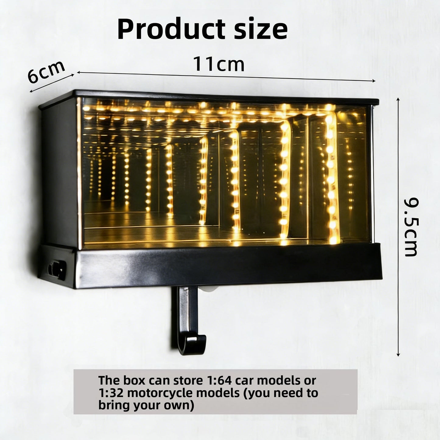 Mirror Infinity Garage Key Holder with Sensor Light