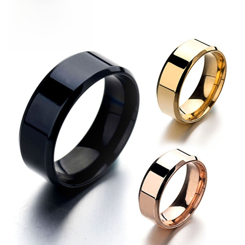 Mirror Polished Titanium Steel Ring for Men and Women