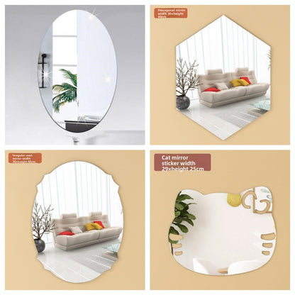 Mirror Wall Sticker, Self-Adhesive Oval