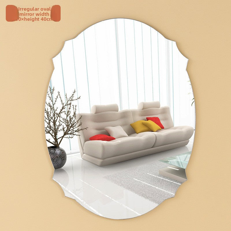 Mirror Wall Sticker, Self-Adhesive Oval