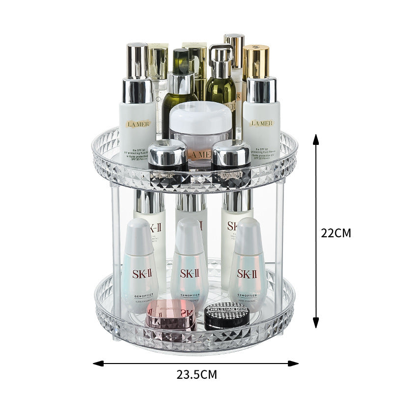 Mirrored rotating storage shelf for dressing table