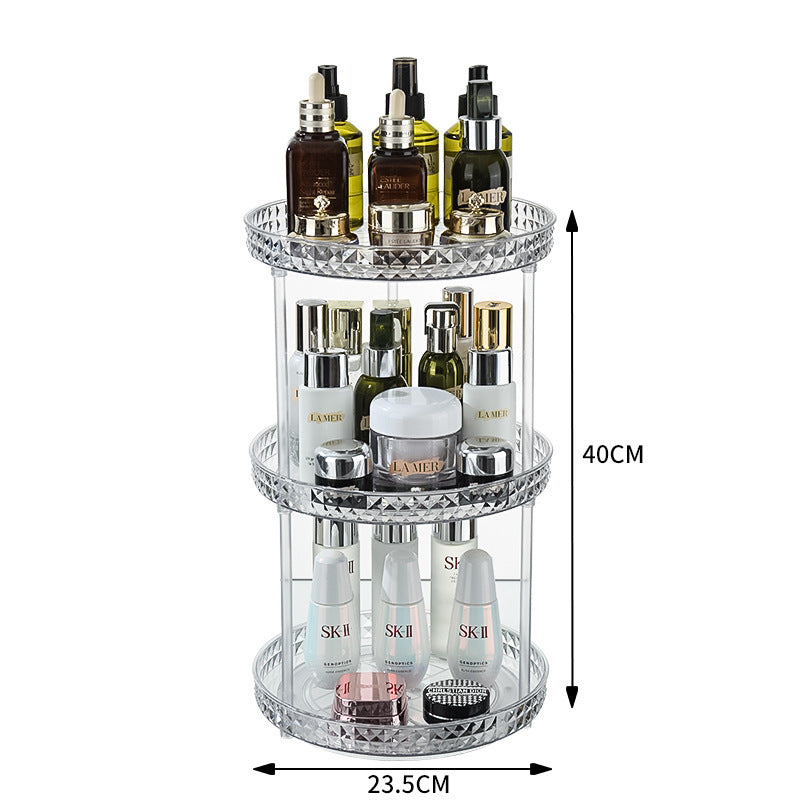 Mirrored rotating storage shelf for dressing table