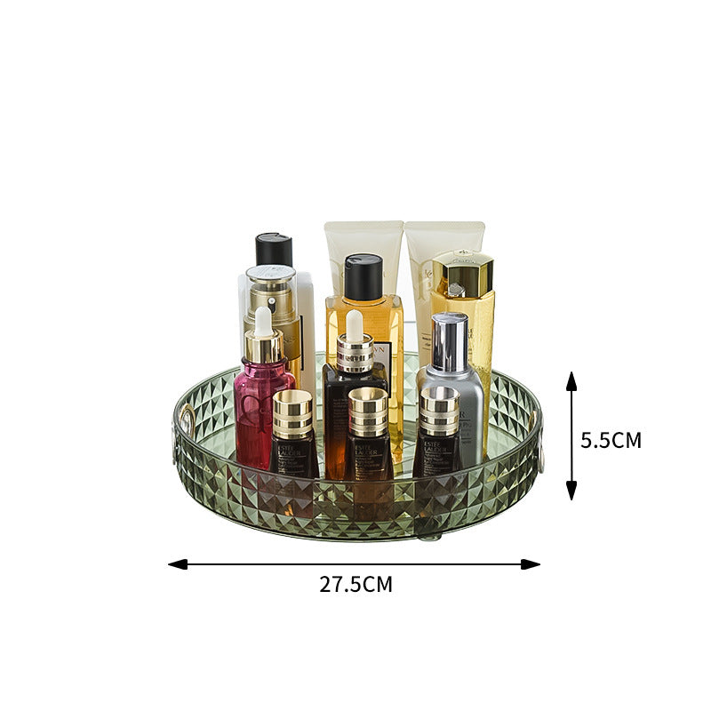 Mirrored rotating storage shelf for dressing table