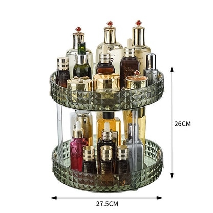 Mirrored rotating storage shelf for dressing table
