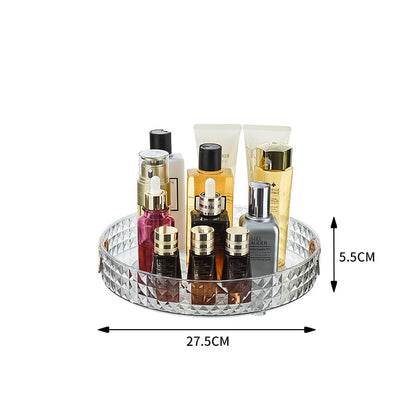 Mirrored rotating storage shelf for dressing table