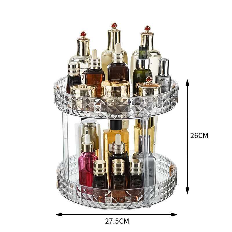 Mirrored rotating storage shelf for dressing table