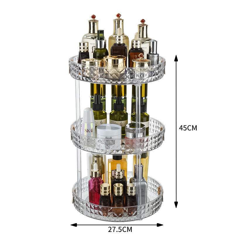 Mirrored rotating storage shelf for dressing table