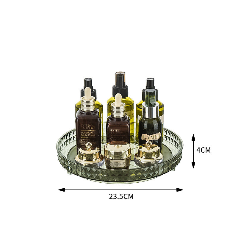 Mirrored rotating storage shelf for dressing table