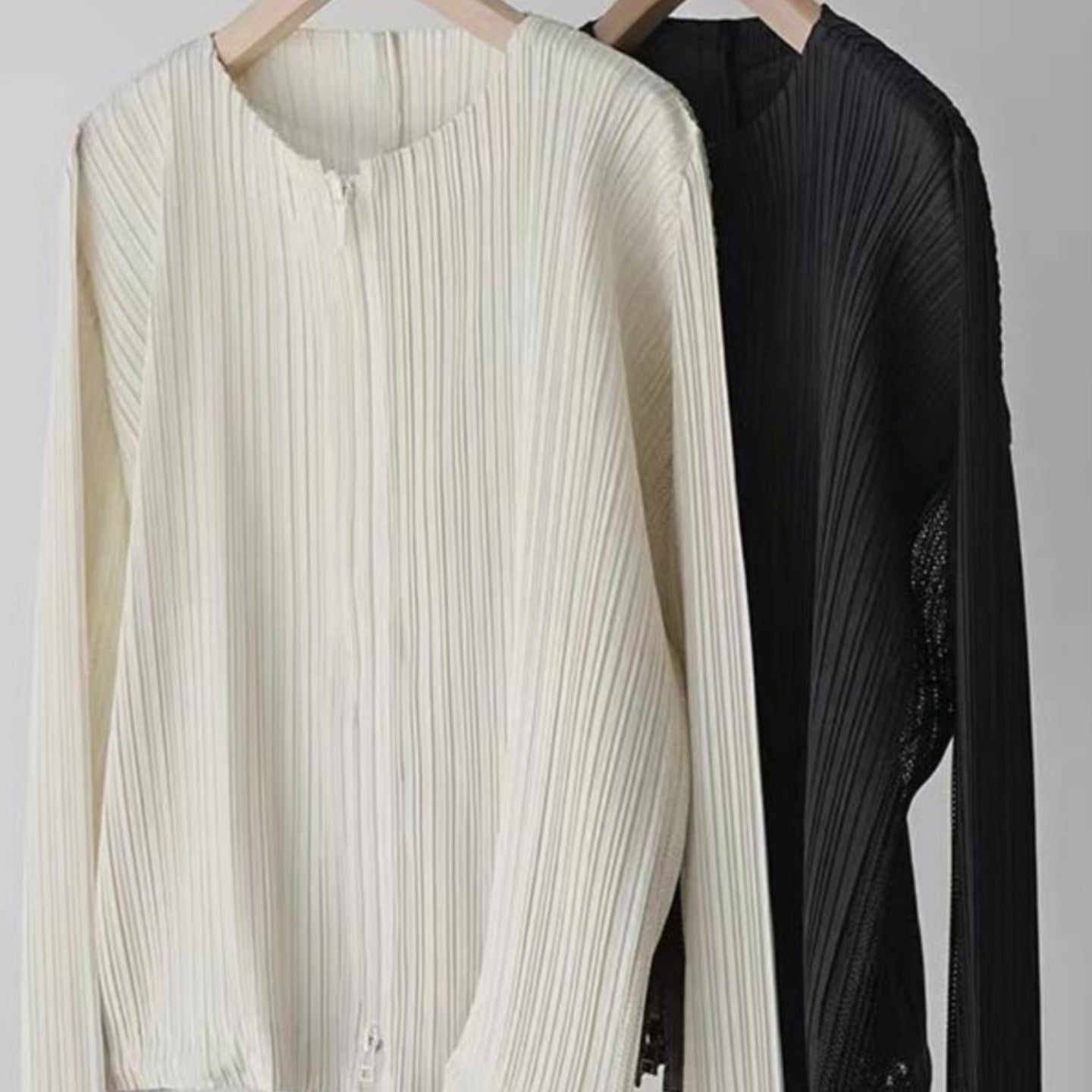 Miyake Pleated Hollow Knit Cardigan Jacket