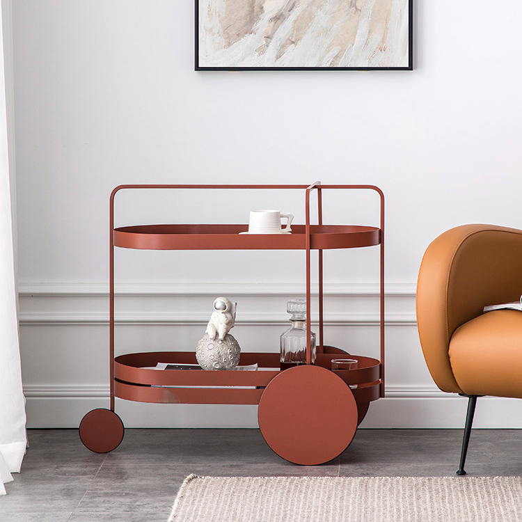 Mobile Bar Cart with Glass Shelves and Wheels