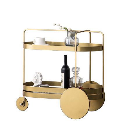 Mobile Bar Cart with Glass Shelves and Wheels