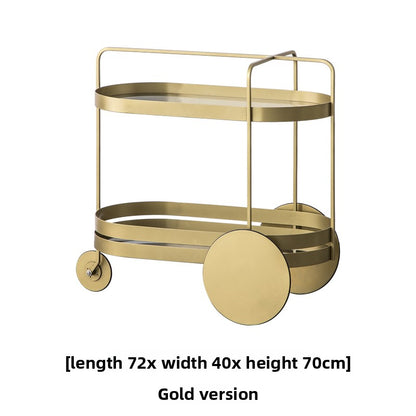 Mobile Bar Cart with Glass Shelves and Wheels