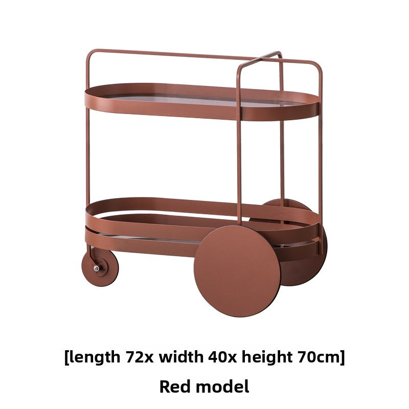 Mobile Bar Cart with Glass Shelves and Wheels