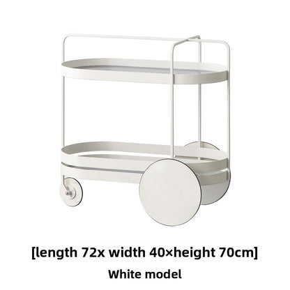 Mobile Bar Cart with Glass Shelves and Wheels