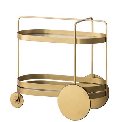 Mobile Bar Cart with Glass Shelves and Wheels