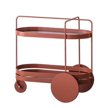 Mobile Bar Cart with Glass Shelves and Wheels