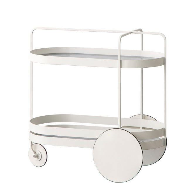 Mobile Bar Cart with Glass Shelves and Wheels