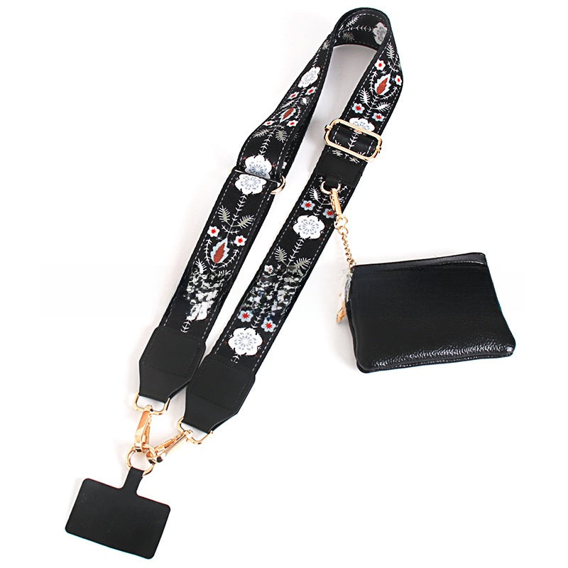 Mobile phone wide shoulder strap crossbody shoulder strap